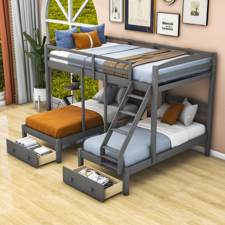 Triple bunk bed hot sale twin over full